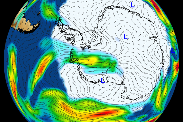 Graphic showing wind conditions in Antarctica