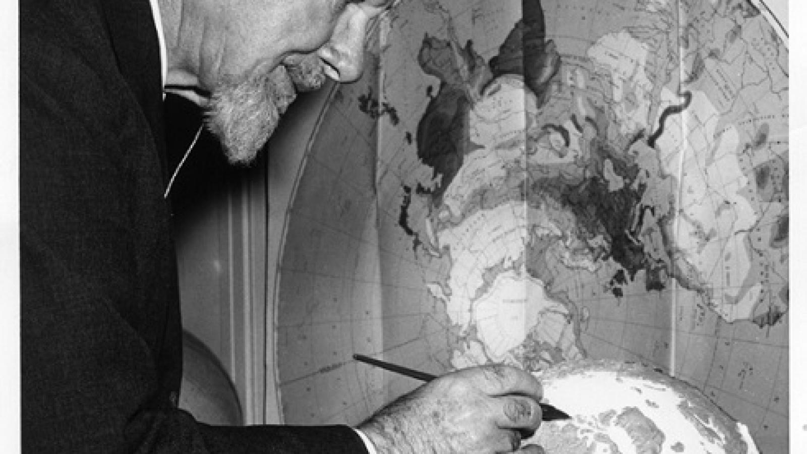 Wilkins drawing a point on a map