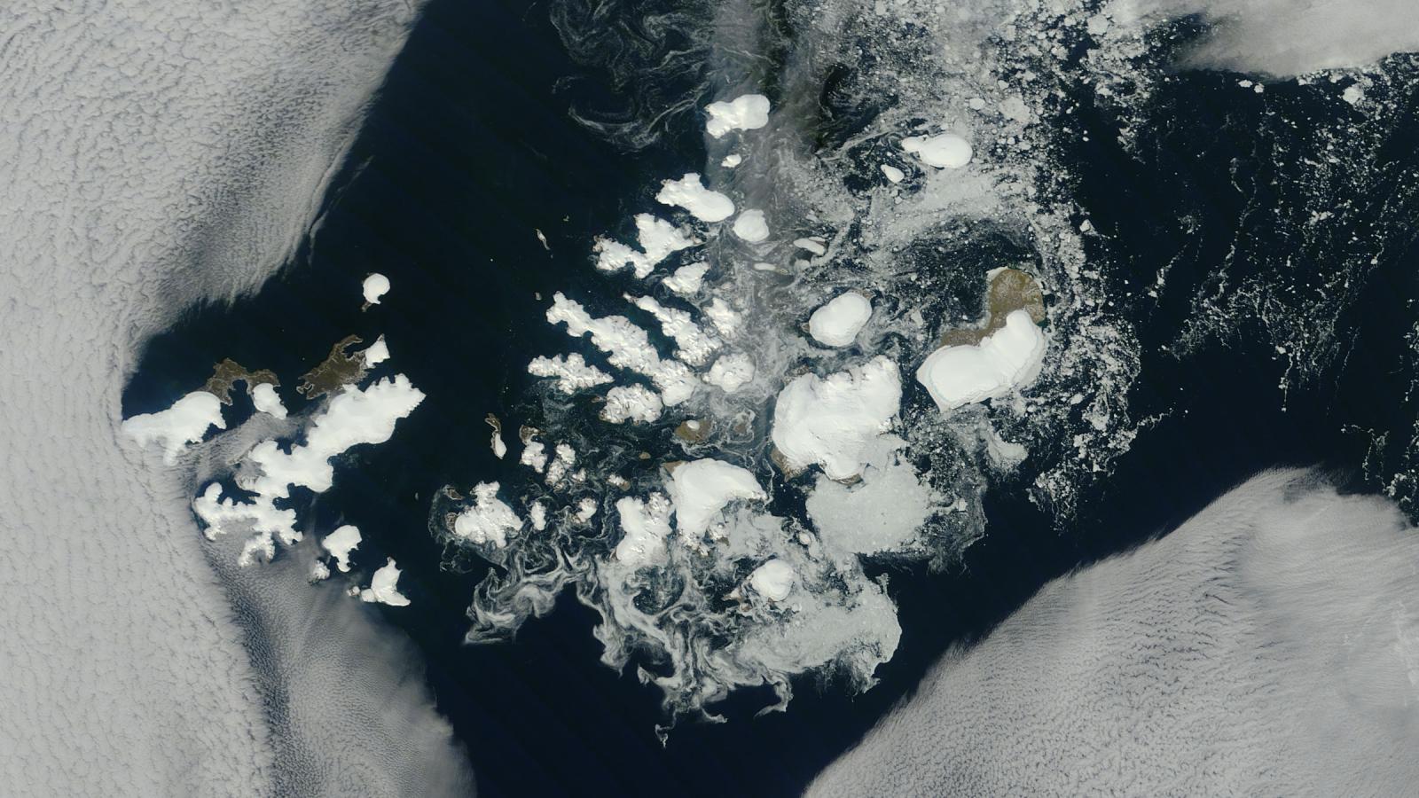 Satellite view of the Franz Josef Land archipelago