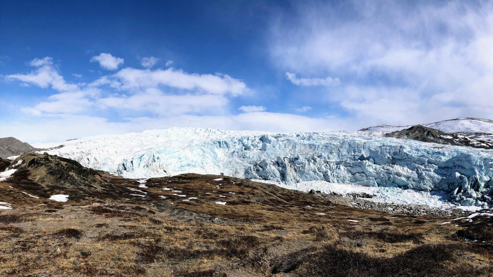 Landscape in Greenland with glacier in background