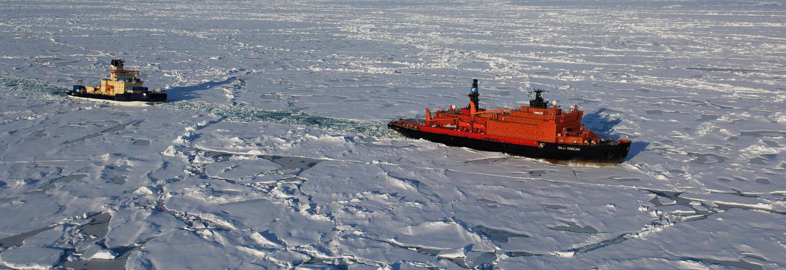 Icebreaker ships in the arctic