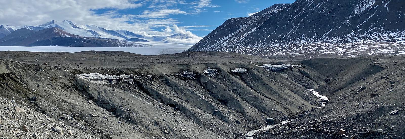 Landscape of mountains cover slightly in snow