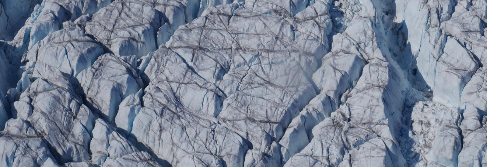 Aerial view of Crevasses in ice