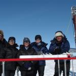 Field team with ice core. Greenland, 2007.